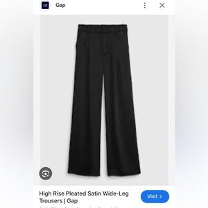 Gap high rise pleated satin wide leg trousers in black size 10